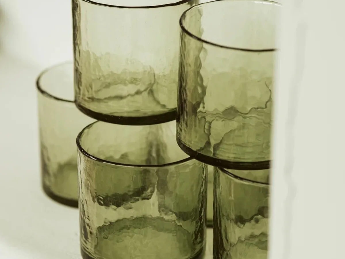 Set de 6 vasos de vidrio soplado
